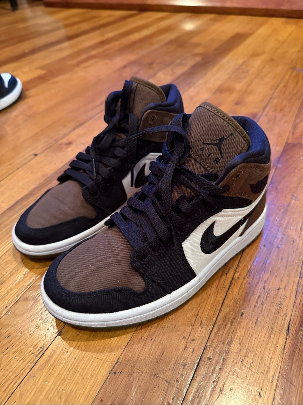 Nike Air Jordan Mid Sneakers in Brown, Black & White